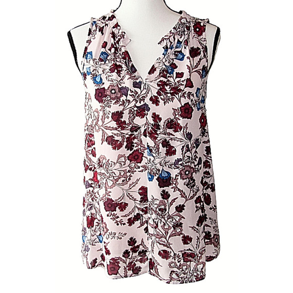 Vince Camuto Gathered Floral Sleeveless Blouse - Picture 1 of 8
